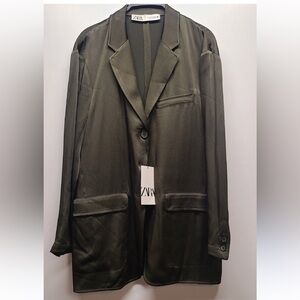 ZARA FLOWY BLAZER LIMITED EDITION dark green | SIZE S